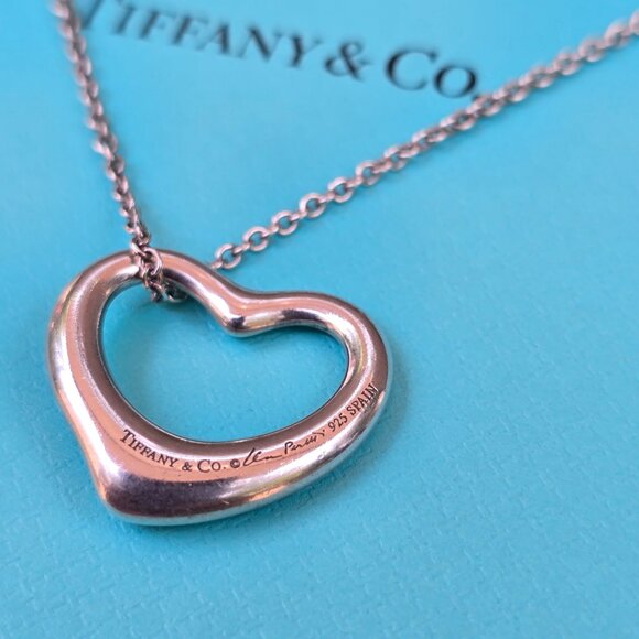 Tiffany & Open Heart Pendant. 22mm on 16" Chain - Picture 3 of 6